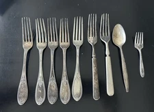 Vintage Silverplate Misc Flatware Forks Spoon Baby Fork Several Marked On Back