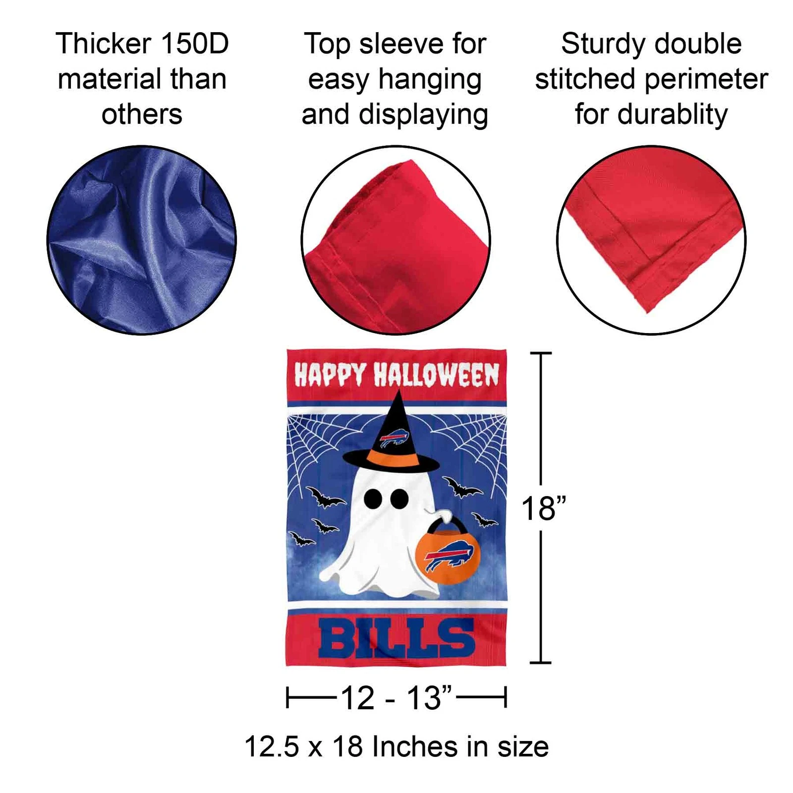 Buffalo Bills Happy Halloween  Garden Yard Banner Flag