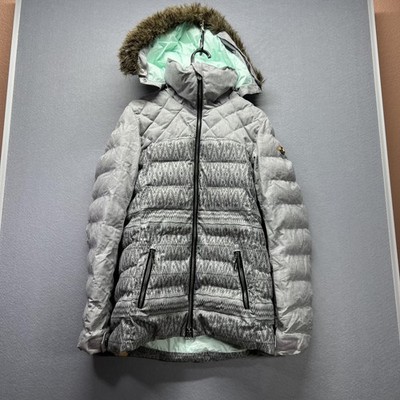 Roxy Jacket Womens Medium Gray Hooded DryFlight 10K Ski Snow Puffer