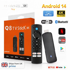 Android 14 TV Stick 4K 1080P WiFi 6 BT5 HDMI Streaming Device UK Stock
