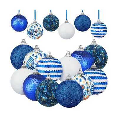 Liliful Lot De 12 Boules De Hanoukka Blanches Et Bleues