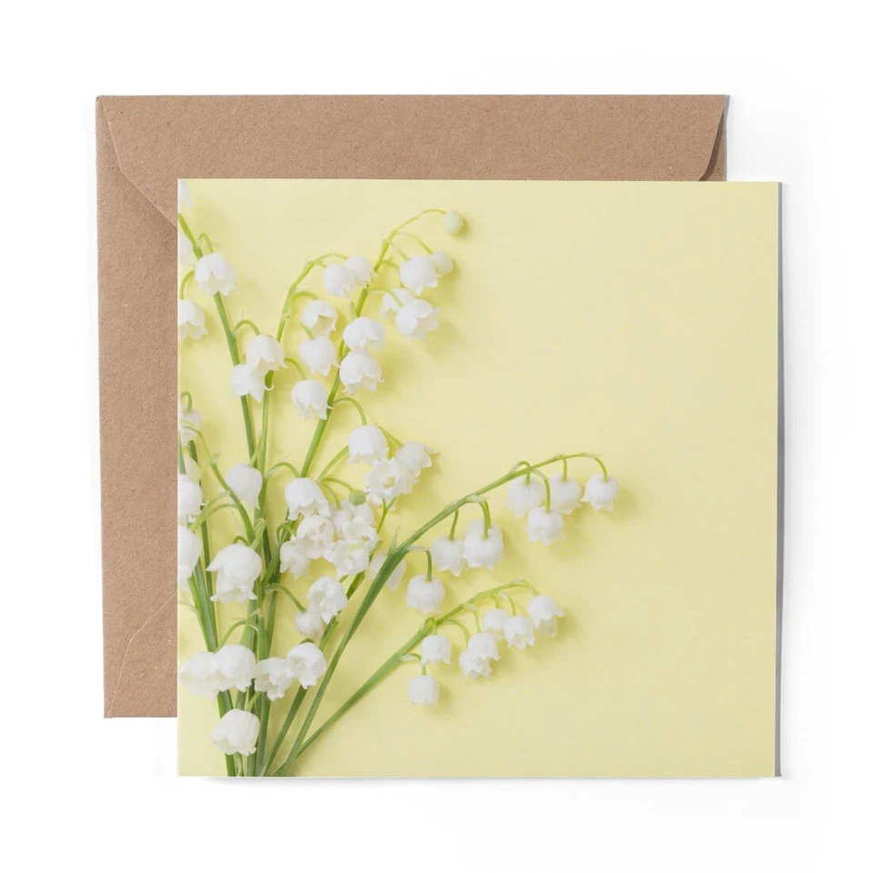 DV DESIGN 1 x Blank Greeting Card Lily of the Valley Bell Flowers Garden #21790