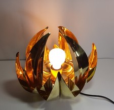 Lampada Tavolo Ottone Design PAF MILANO Fiore Loto Palma Stile Barbi Crespi Pont