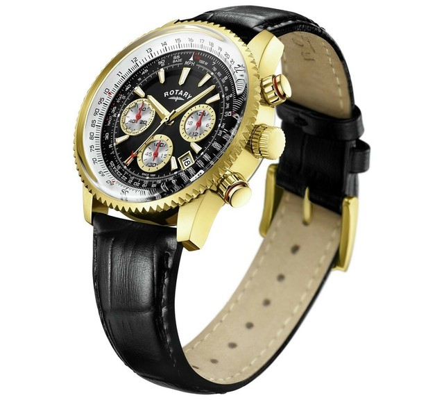 rotary men's stainless steel pilot style chronograph watch