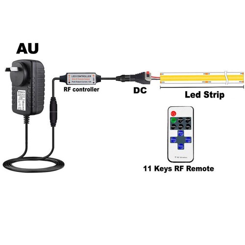 1m 5m 10m COB Led Strip Flexible Tape Light RF Remote Dimmable AU Plug Full Kit - Picture 14 of 23