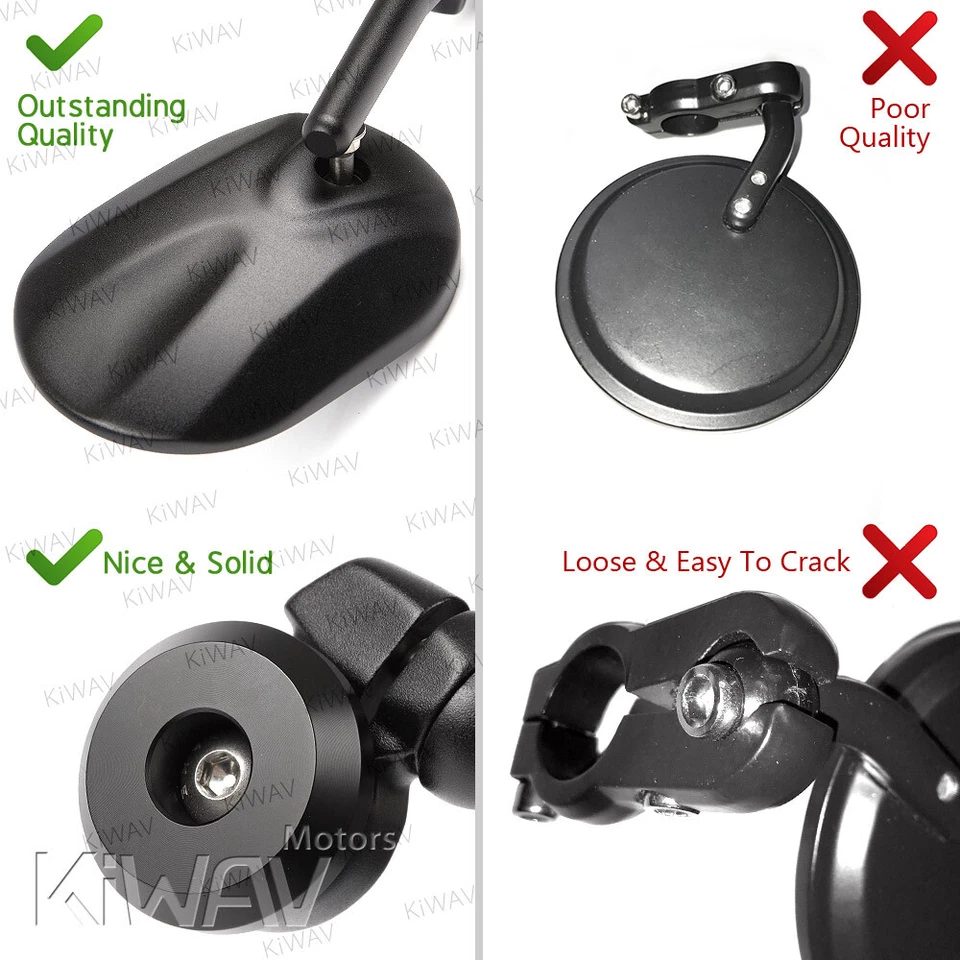 Espejos retrovisores de extremo de barra KiWAV Stark negros 14-24 mm con extremo hueco para Suzuki GZ250 Foto 2 de 4