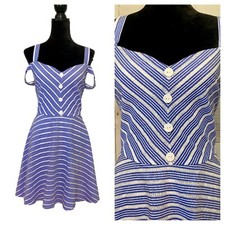 Plus Size Dress Sweetheart Blue White Stripe Off Shoulder Rockabilly 15 Pinup A