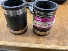 2 Piece Fernco 1-1/2" x 1-1/2" Plastic- PVC Couplings P1056-150 New