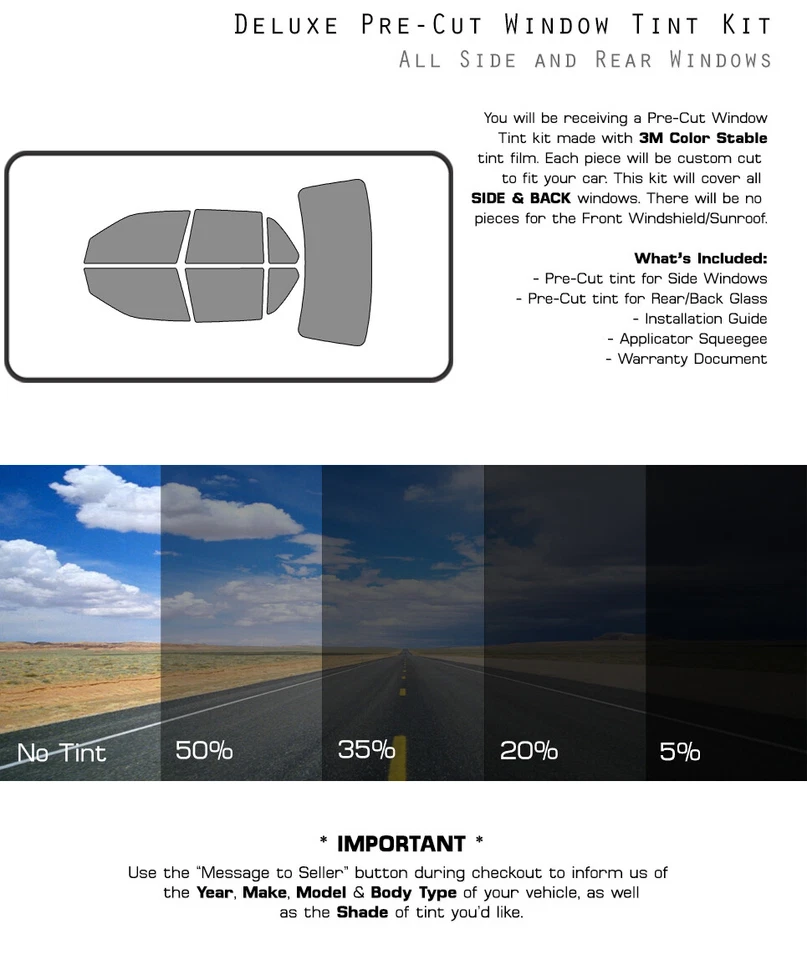 Película de vidrio tinte ventana precortada estable color 3M para Cadillac DTS 2006-2011 Foto 3 de 4