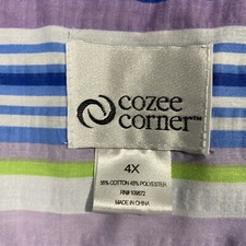 Vintage Cozee Corner Zippered Housecoat Striped Robe Women  s 4X Puff Sleeve