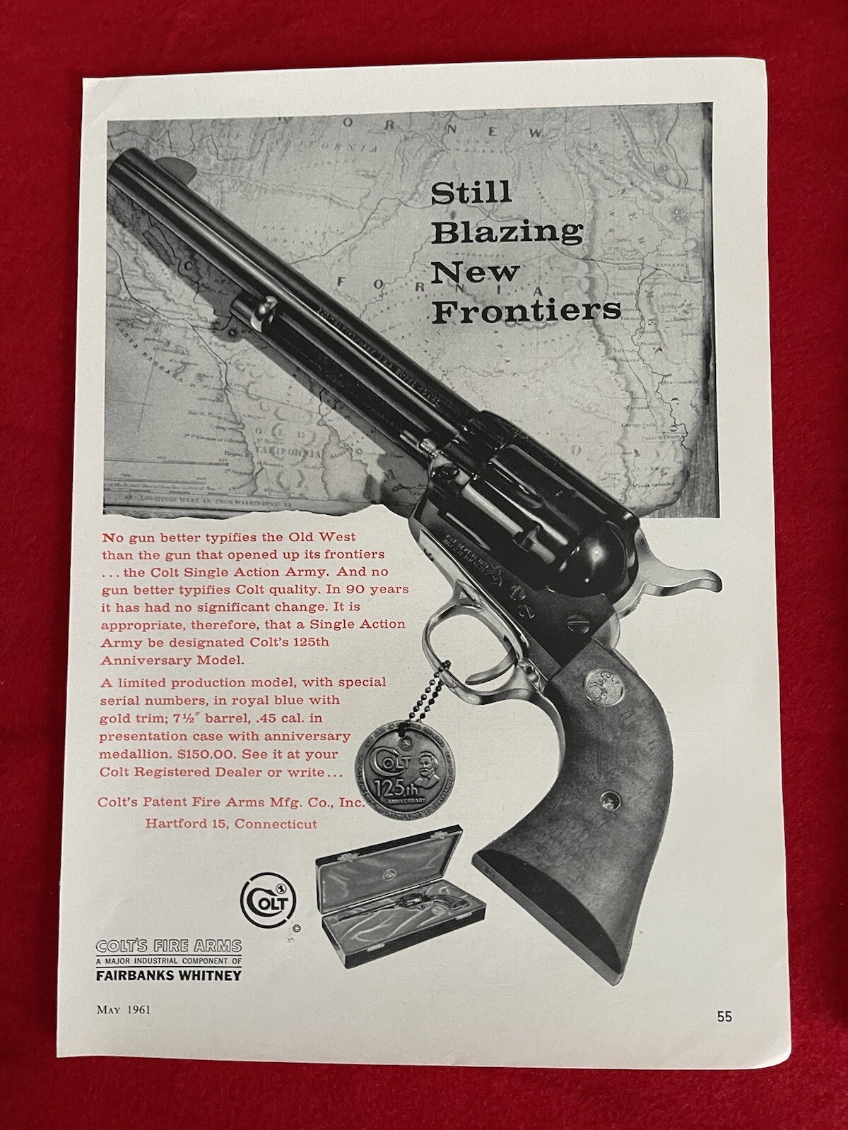 Vintage 1958 Colt Single Action Army Print Ad
