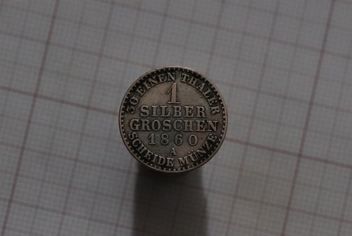 🧠🇩🇪 GERMANY PRUSSIA 1 GROSCHEN 1860 A SILVER B66 #Z9788