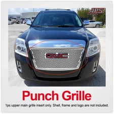 Fits 2010-2015 GMC Terrain Upper Stainless Silver Laser Cut Grille Insert