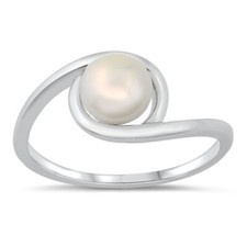 925 Sterling Silver Wire Wrap Pearl Fashion Ring Band Sizes 4-10 NEW