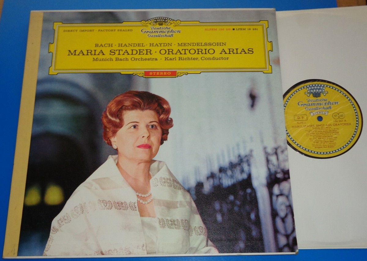 米LP Munich Bach Orchestra, Karl Richter Bach, Handel, Haydn, Mendelssohn Maria Stader / Oratorio Arias LPEM19261 /00260 Maria Stader ORATORIO ARIAS Bach/Handel/Haydn - DGG Red