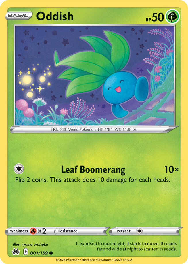 1x Oddish 001/159 Crown Zenith Pokemon TCG Card NM