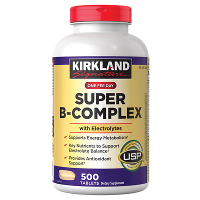 Kirkland Signature Super B-Complex with Electrolytes, 8 B Vitamins, 500 Tablets!