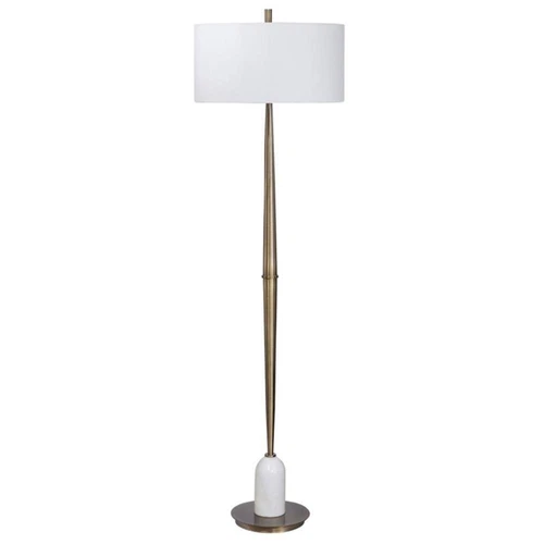 Uttermost Minette Transitional Steel Marble Fabric Floor Lamp in Antique Brass - Picture 3 of 9