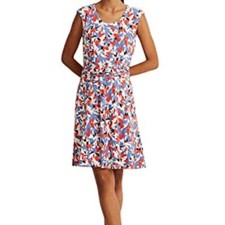 Lauren Ralph Lauren Womens Sz 6 Jersey Fit & Flare Dress Blue Pink Floral Print
