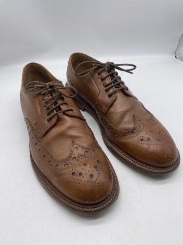 H By Hudson Brown Tan Brogues Wing Tip UK Size 8 EU 42 Lace Up Formal shoe - Zdjęcie 1 z 8