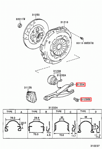 Genuine Hiace LH71 Hilux LN106 LN105 LN100 Clutch Release Fork & Pivot Ball Bolt - Picture 20 of 20