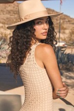 New Lila Beige Wool Wide-Brim Fedora Hat One Size