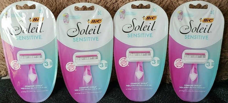 4 new packages Bic Soleil Sensitive disposable razors, 12 count!! Free Shipping!