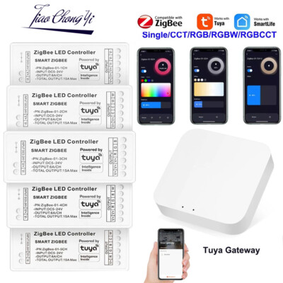 Tuya zigbee Gateway 5-24V LED controller smart APP Voice control DIM LED Strip