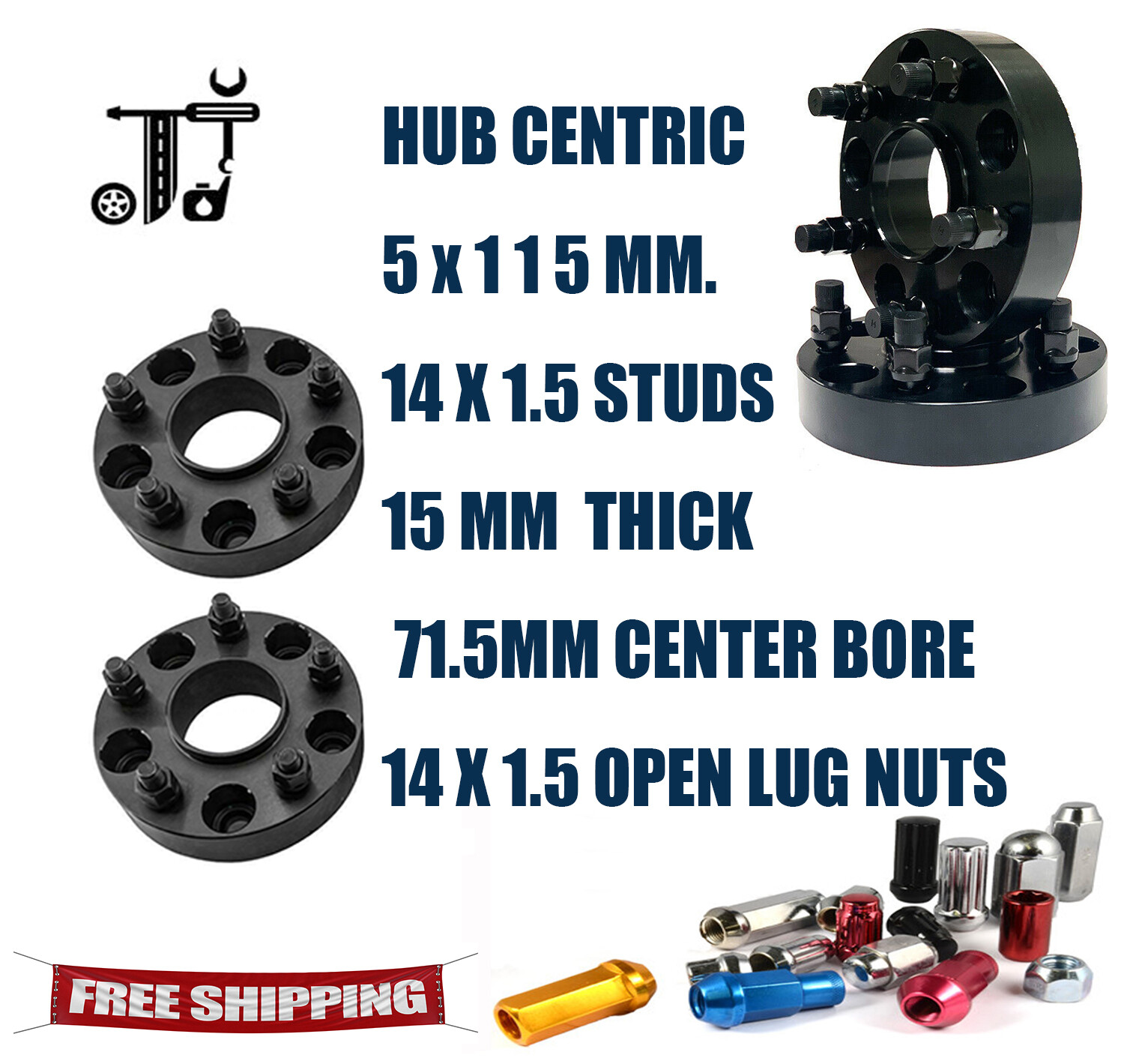 4PC 15MM THICK 5X115MM 71.5 HUBCENTRIC SPACER [FITS: CHRYSLER]