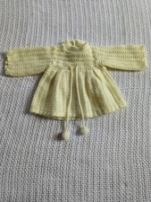 VTG Knit Togs Infant Knit Sweater Dress Yellow 0-6 Months Pom Pom Pullover Japan