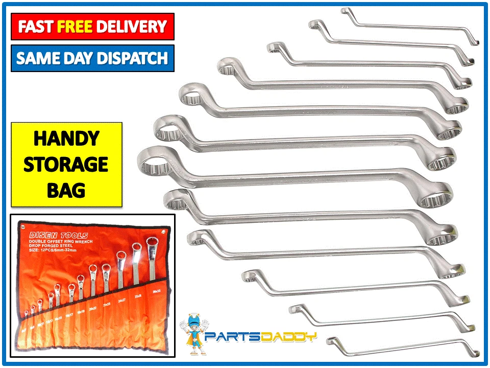 SI FANG 12Pcs 45 Degree Double Offset Box End Wrench Set Ring Spanner  Wrenches Set 6mm-32mm with Roll-up Storage Pouch Metric Car Repair Tools  Offset Ratcheting Wrench Set : Amazon.in: Home Improvement