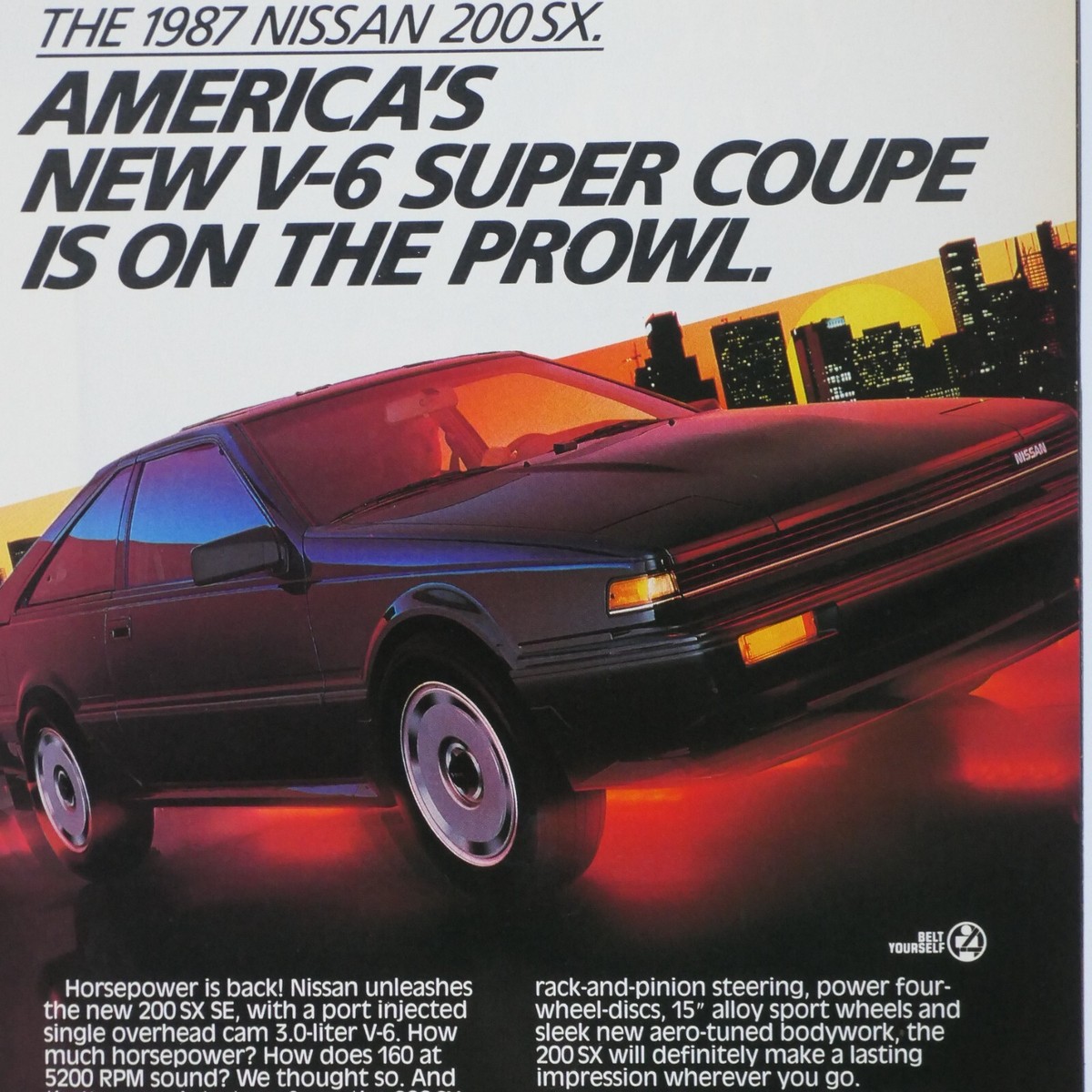 ポスター nis 1987 Nissan IS 200 SX Super Coupe On The Prowl Vintage Original