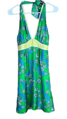 Lilly Pulitzer (Sz 2) Green & Blue Floral 100% Silk Halter Dress | eBay Lilly Pulitzer (Sz 2) Green & Blue Floral 100% Silk Halter Dress | eBay