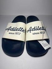 New Adidas Adilette Retro Size 18 Blue White Slides Flip Flops Sandals No Box