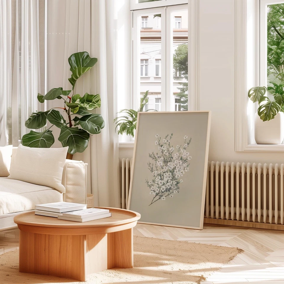 Impresión de arte de pared botánico floral neutro vintage Foto 3 de 4