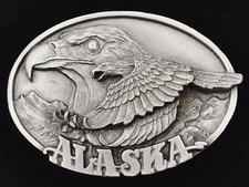 Pewter Alaska Bald Eagle Vintage Belt Buckle
