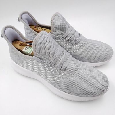 Mens Gray Round Toe Low Top Lace Up Comfort Sneaker Athletic