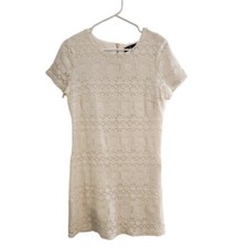 lulu's white lace short sleeve mini dress Clean Girl Bachelorette Bridal small