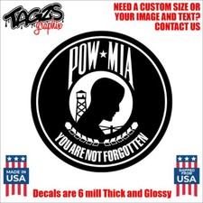 Pow Mia Not Forgotten Military Printed Laminated Window Decal Sticker Car