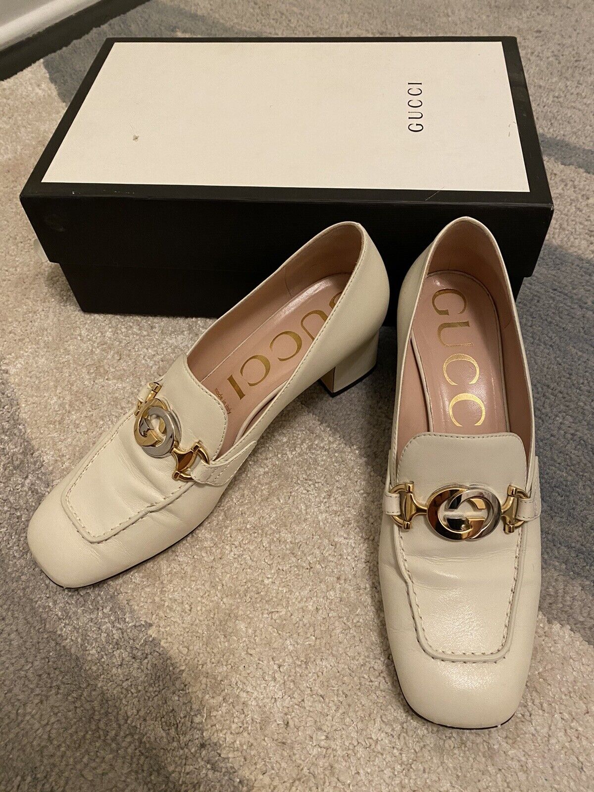 Gucci White Zumi Mid-Heel Loafers 38.5 - image 3