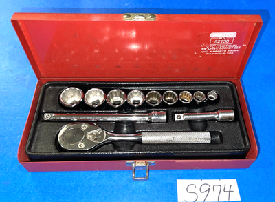 Vintage PROTO 52130 Fractional 12-Piece Socket Set SAE 3/8
