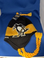Pittsburgh Penguins Knit Beanie Hat Has Braids Reebok Brand NEW Discontinued NOS