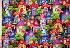 Fairies House Packed Fabric By Yard Down The Fairy Path Cotton by Henry Glass
