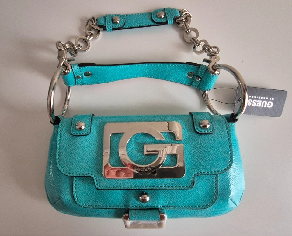 GUESS bolso mujer 'FIESTA' turquesa azul clutch nuevo con etiqueta - Imagen 2 de 4