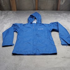 Columbia Jacket Kid Small 7/8 Blue Hooded Wind Rain Waterproof Lightweight Pack