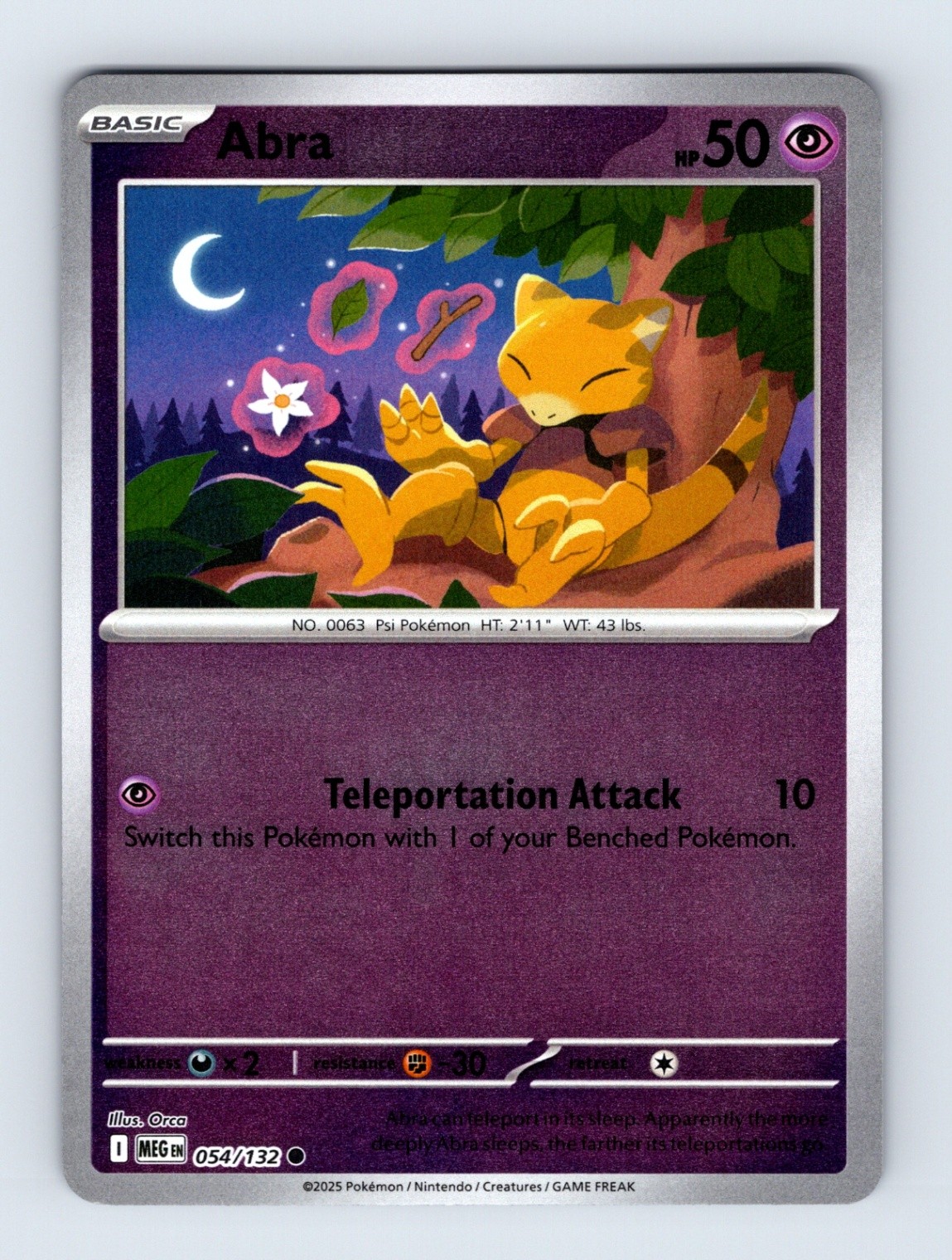 Abra ME01: Mega Evolution Common Reverse Holo 054/132 NM/LP Pokemon Cards