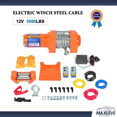 For Truck Trailer Pickup SUV Wireless Remote 3500lbs 12V Electric Winch
