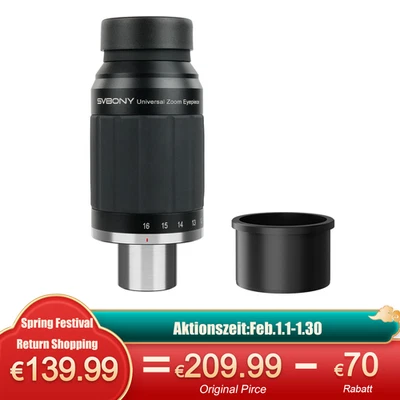 SVBONY SV245 Zoom-Okular 8-16 mm 63° Parfokal für Planetenbeobachtung