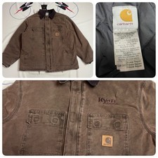 VTG Carhartt C26CHT Quilt Lined Arctic Coat Jacket USA Made XL Company Logo!