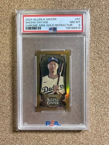 Shohei Ohtani 2024 Topps Allen & Ginter Mini Chrome Gold Refractor /50 PSA 8